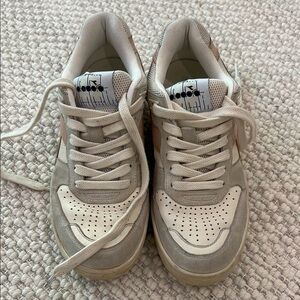 Diadora Beige and White Sneakers
